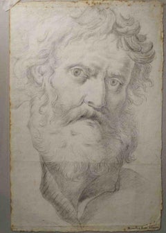 Disegno figurativo toscano neoclassico raffigurante un uomo barbuto