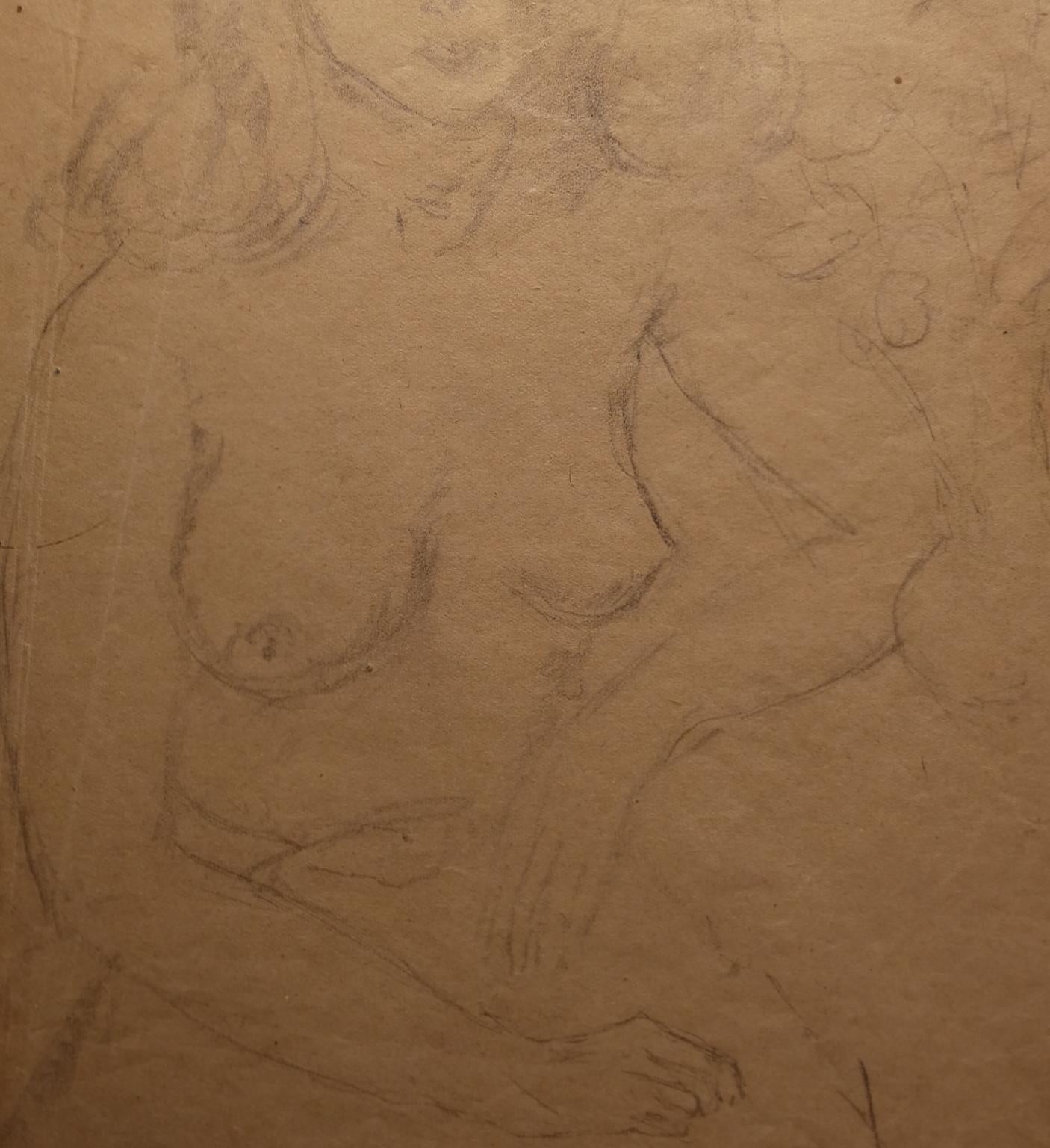 Ritratto di nudo femminile matita su carta firmato e datato - Art by Guido Peyron
