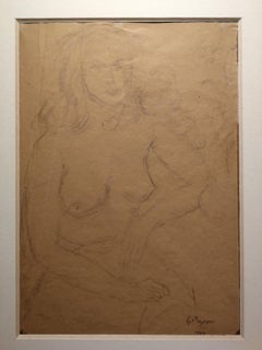 Ritratto di nudo femminile matita su carta firmato e datato