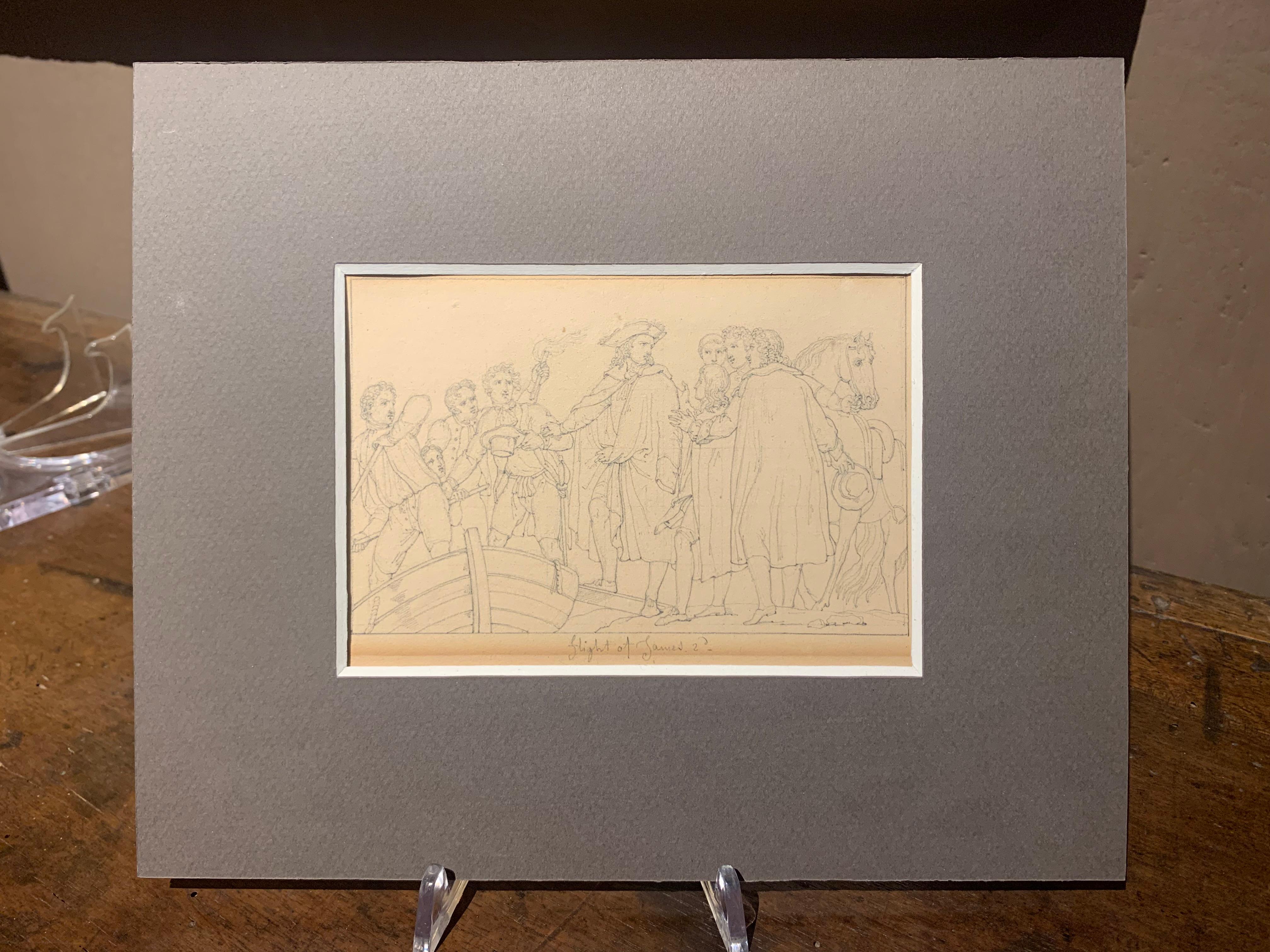 Disegno figurativo inglese neoclassico del XIX secolo a tema storico – Art von Unknown