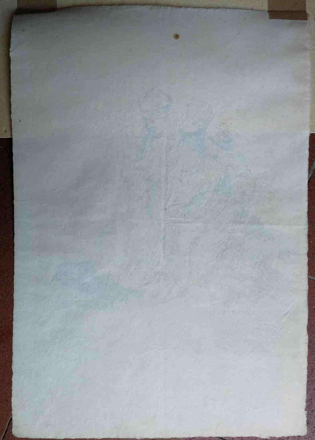 Disegno figurativo impressionista italiano del XIX secolo firmato - Gray Figurative Art by Carlo Brancaccio