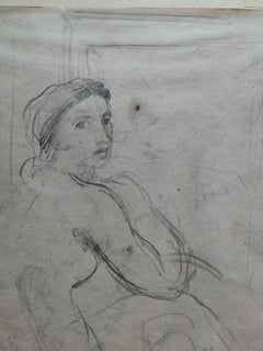 Disegno fronte retro figurativo toscano nudo femminile del XX secolo