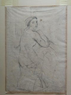 Disegno fronte Vintage figurativo toscano nudo femminile del XX secolo