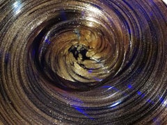 Piatto in vetro avventurina di Murano blu screziato oro del XX secolo