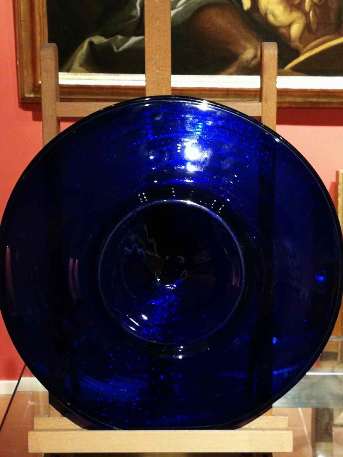 Piatto in vetro avventurina di Murano blu screziato Oro del XX secolo, Piatto im Angebot 5