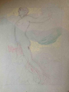 Disegno figurativo allegorico italiano stile Steele della prima metà del XX secolo