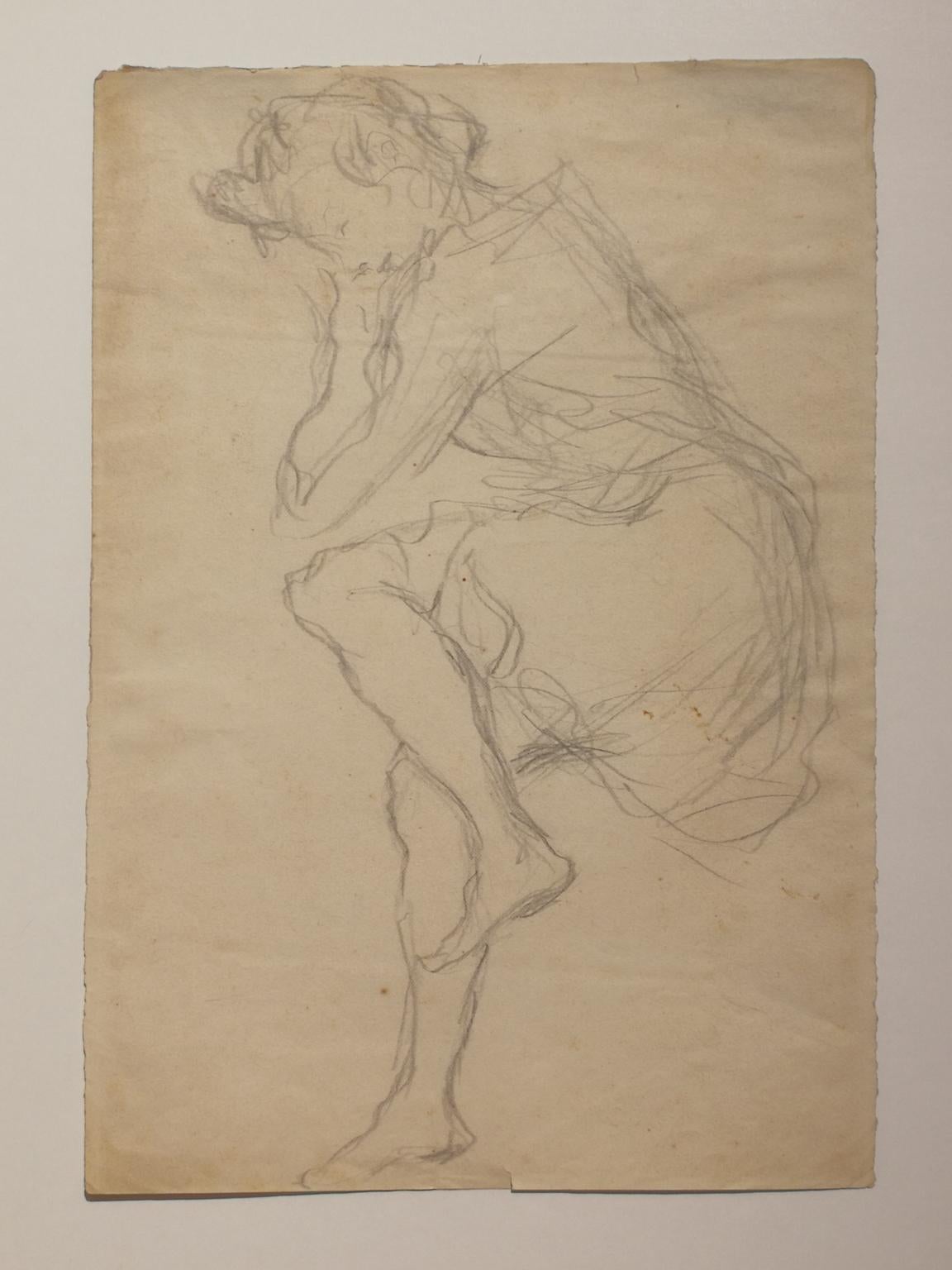Arcangelo Salimbeni Portrait - Disegno figurativo ritratto femminile di maestro fiorentino del XX secolo
