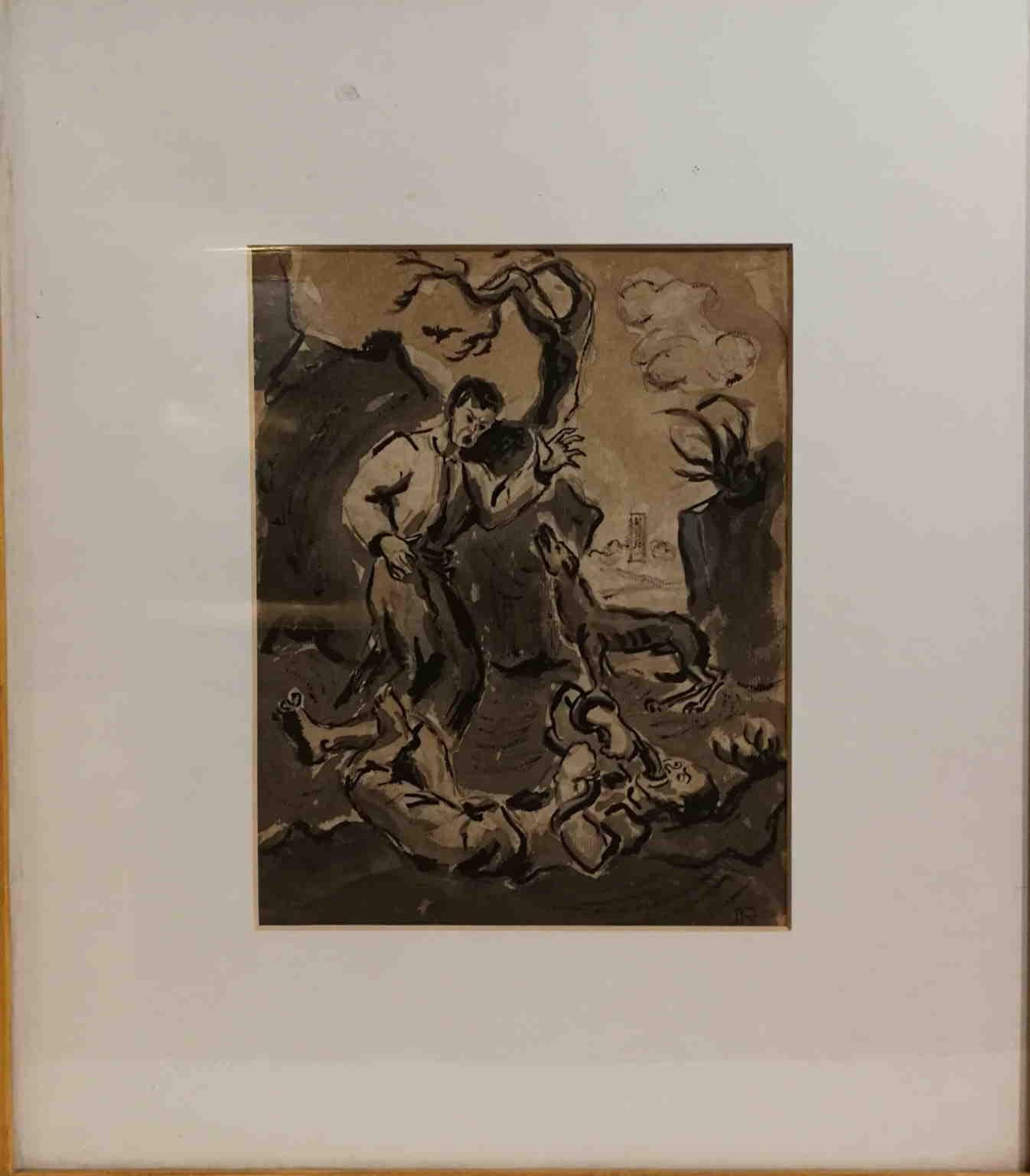 Disegno espressionista belga del XX secolo firmato inchiostro su carta - Expressionist Art by Jean Raine