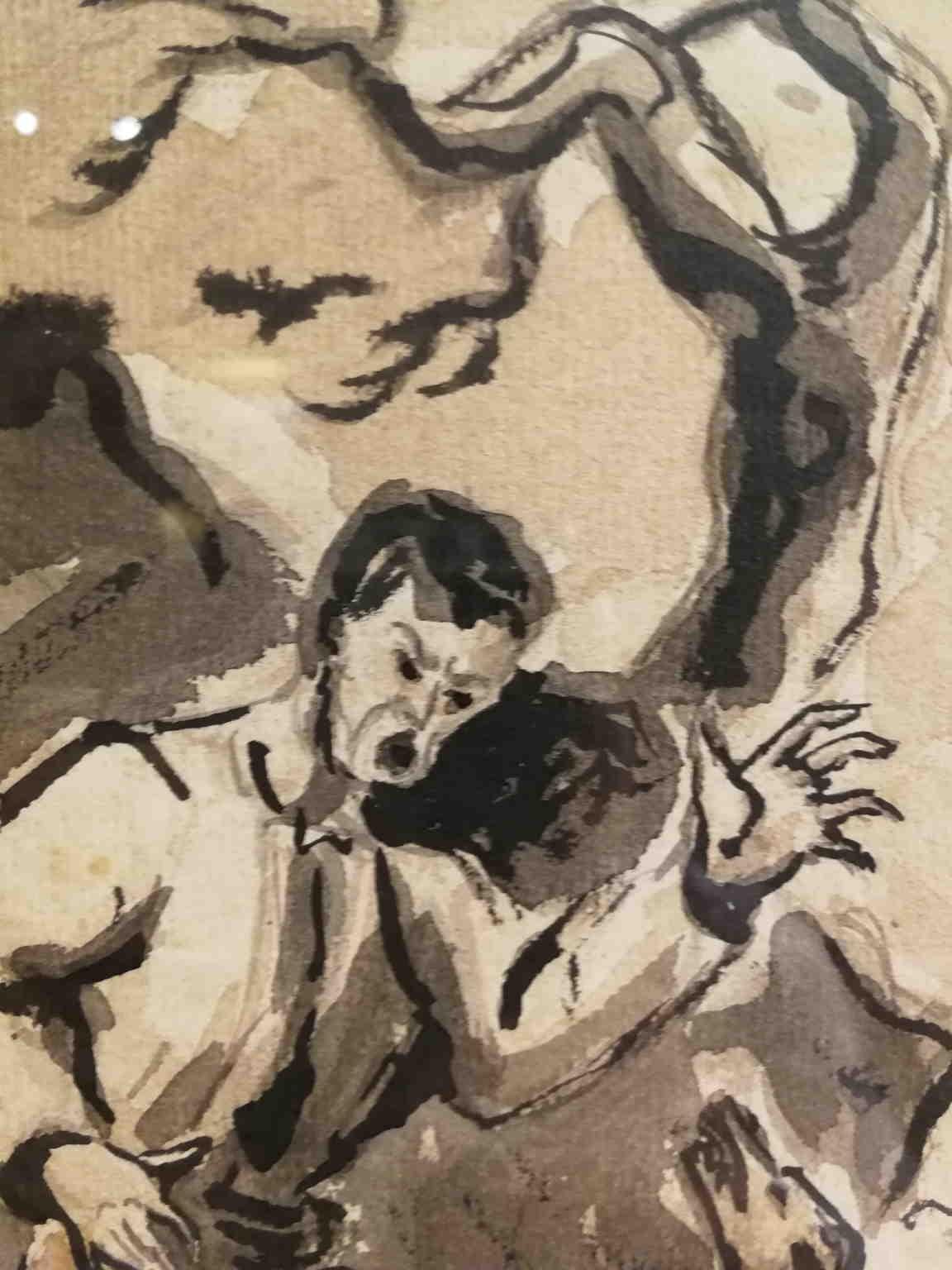 Disegno espressionista belga del XX secolo firmato inchiostro su carta - Brown Figurative Art by Jean Raine