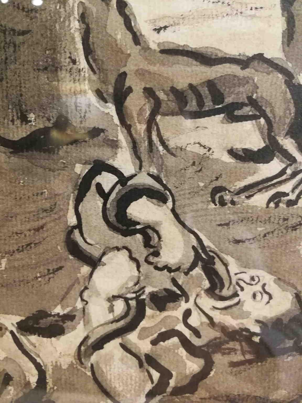 il disegno è firmato JR in basso a destra e lo riporta alla mano del poliedrico artista belga Jean Raine. Egli iniziò come amico di André Breton e quindi nella corrente del surrealismo, salvo poi fondare il gruppo di espressionismo astratto CO.BR.A