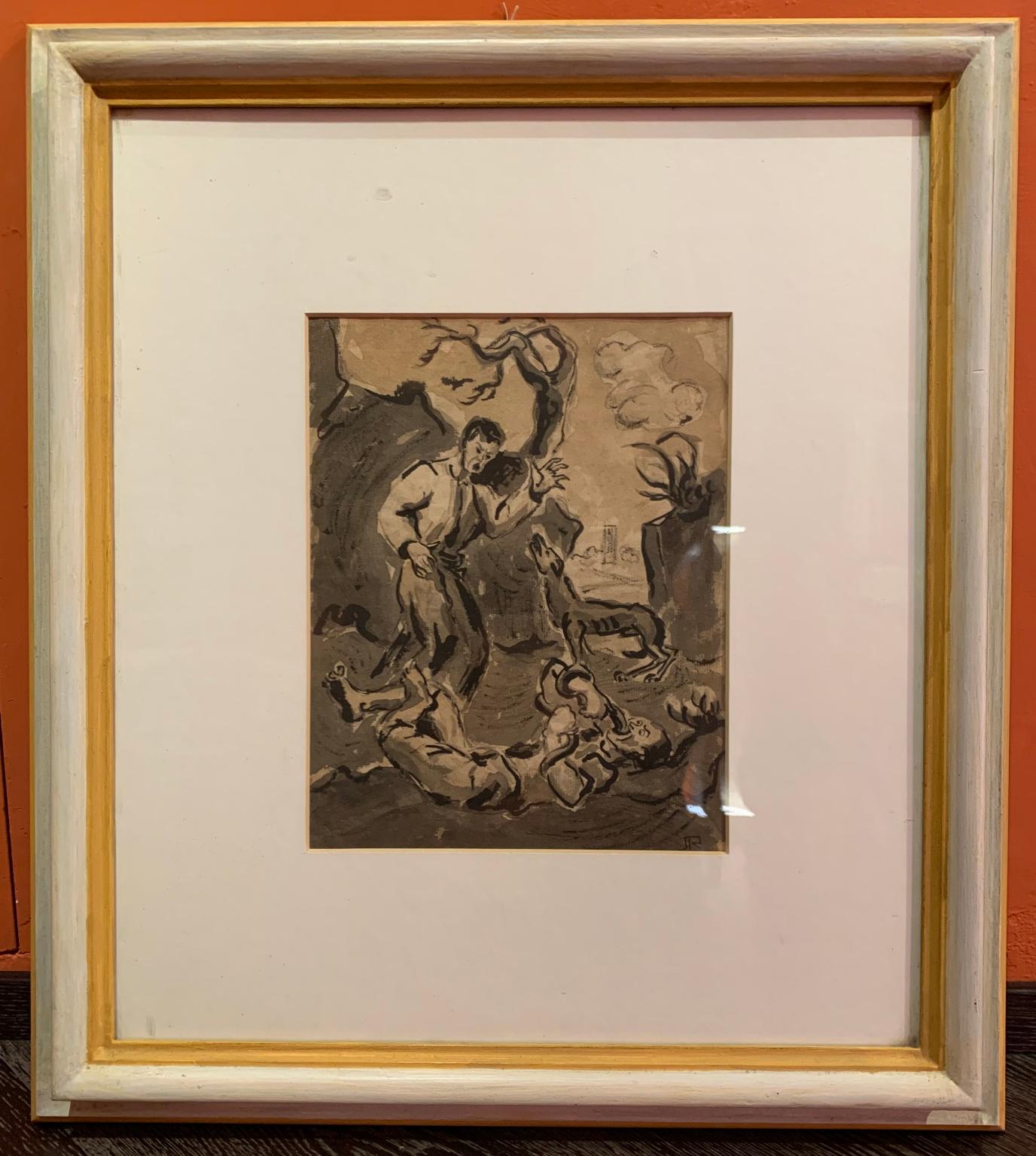 Disegno espressionista belga del XX secolo firmato inchiostro su carta For Sale 2