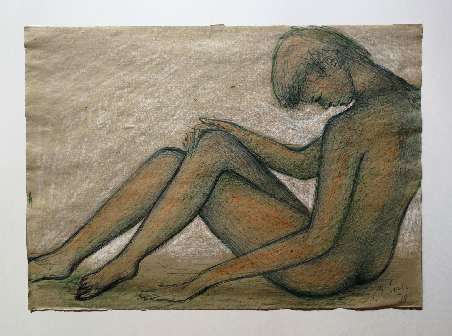 Disegno figurativo toscano degli anni Settanta su carta - Art by Bruno Innocenti
