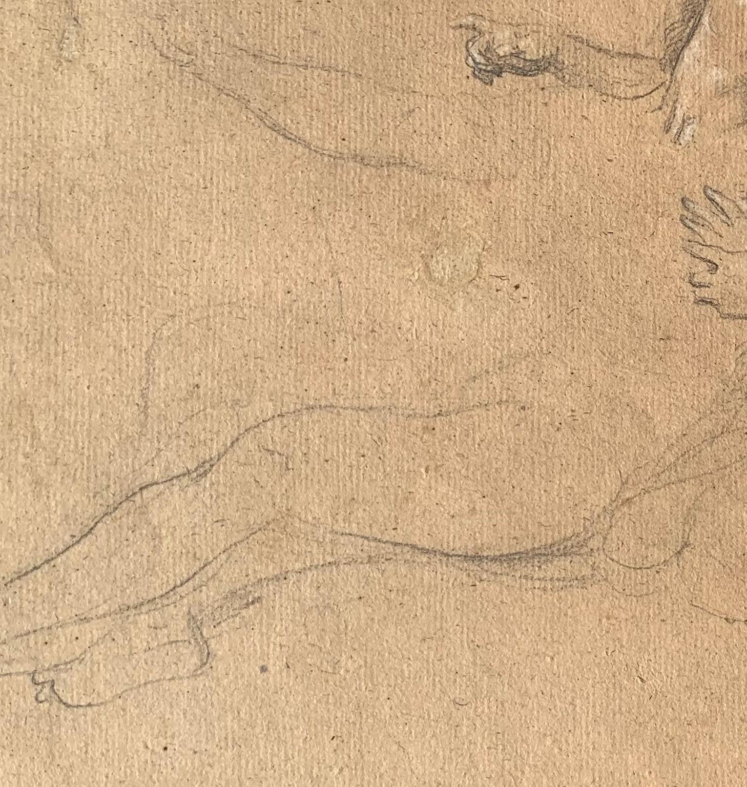 Disegno figurativo del romanticismo fiorentino matita su carta del XIX secolo For Sale 1