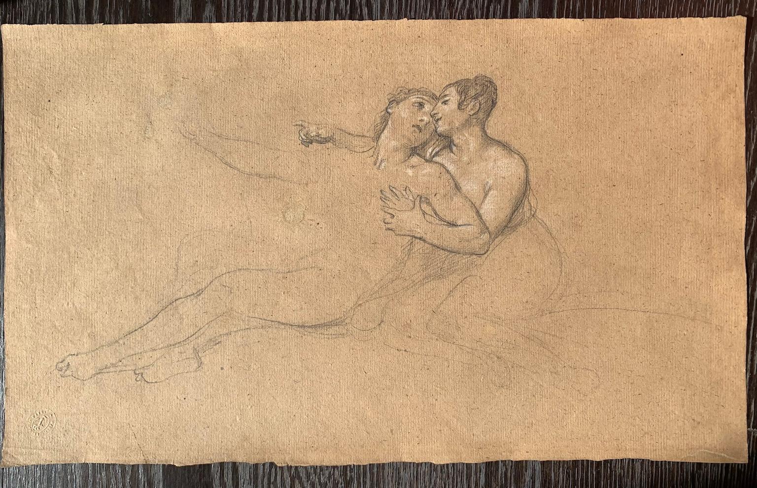 Disegno figurativo del romanticismo fiorentino matita su carta del XIX secolo - Art by Giuseppe Bezzuoli