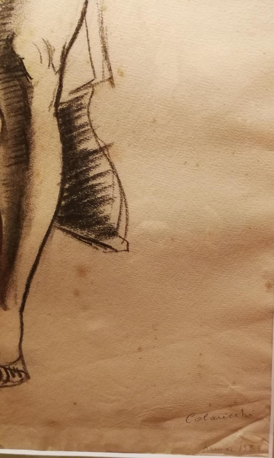 Disegno ritratto maschile accademico figurativo nudo seduto del XX secolo en vente 1