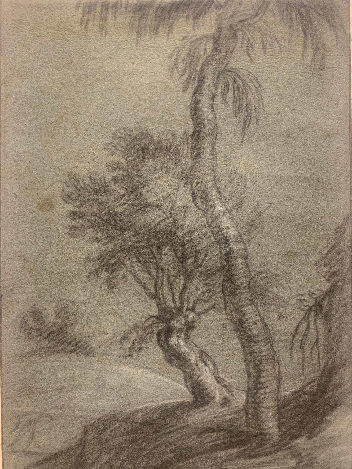 Disegno italiano figurativo paesaggio su carta del XVII secolo - Landscape Art Grigio di Gaspar Dughet