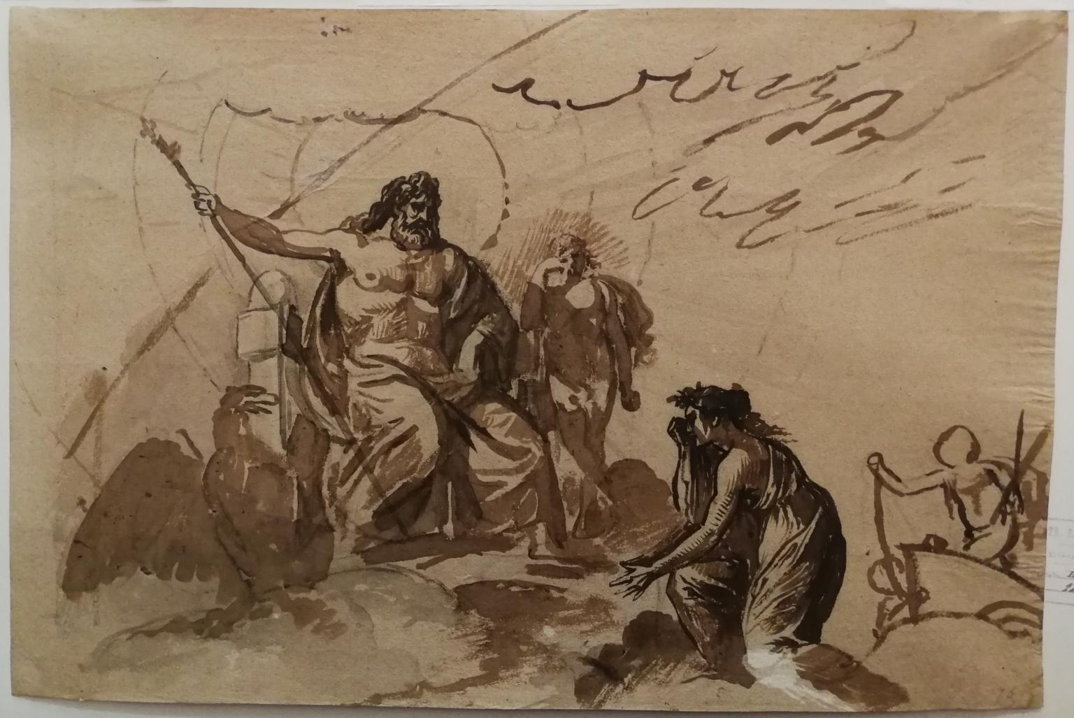 Disegno figurativo neoclassico fiorentino del XIX secolo - Brown Figurative Art by Pietro Benvenuti