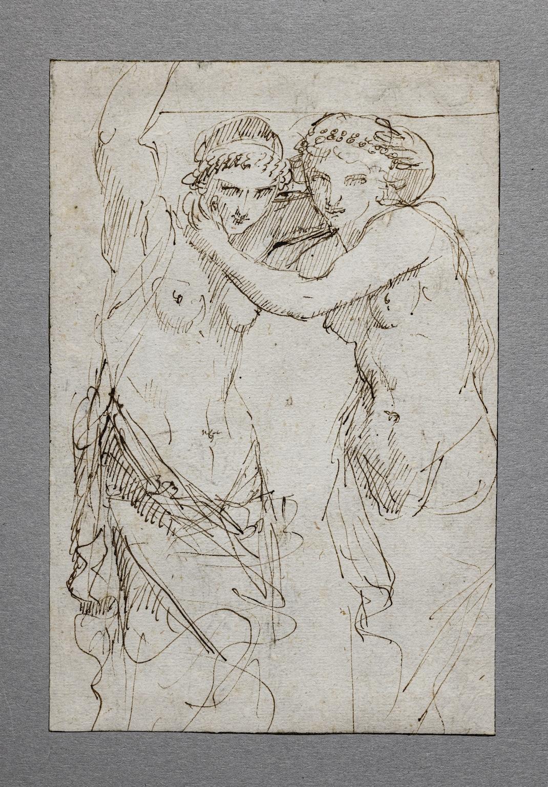 Boceto anverso-reverso neoclasicismo milanés cariátides del siglo XVIII - Art de Gaetano Callani