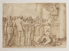 Figurative drawing neoclassical Tuscan historical subject from the 19th century
