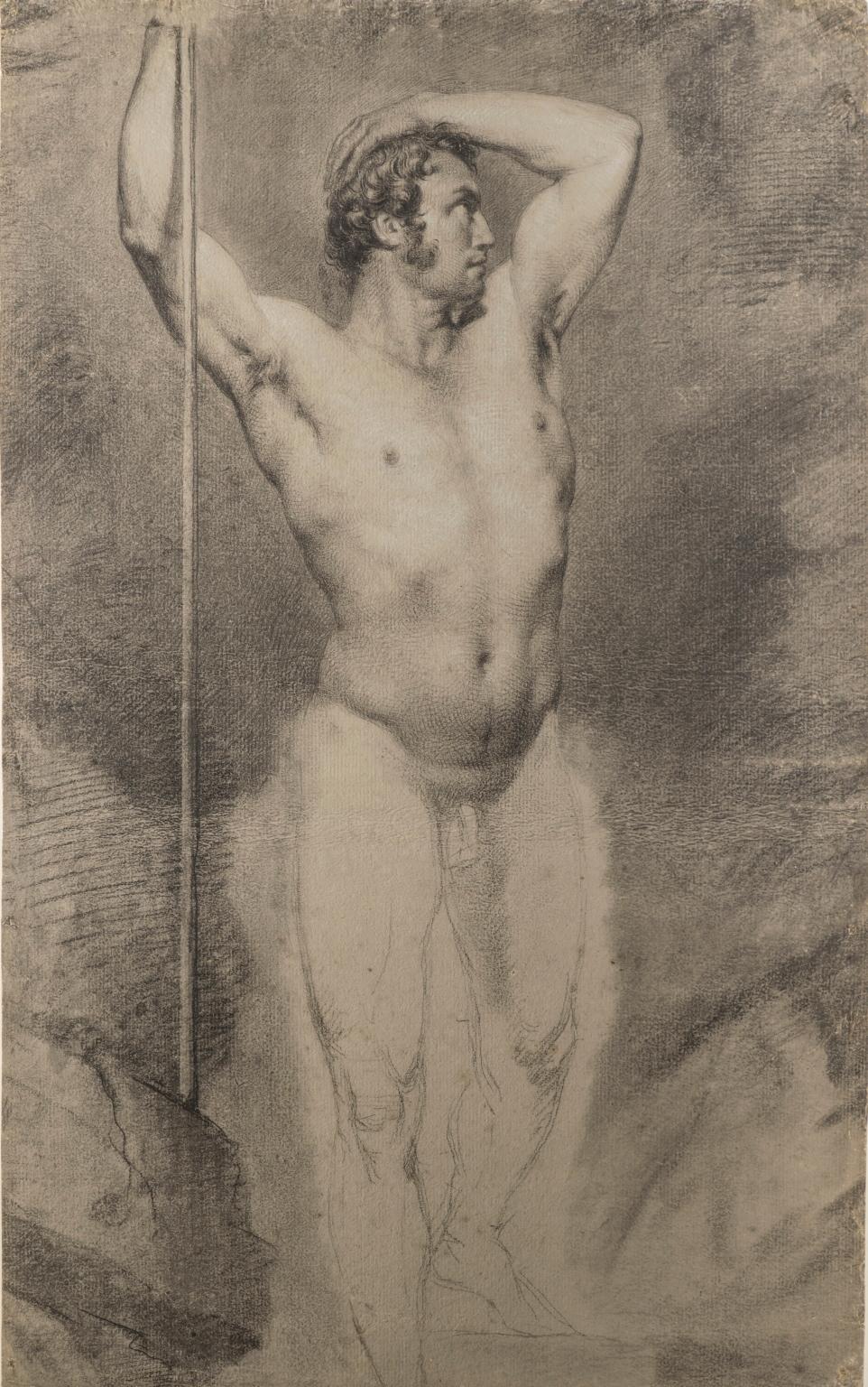 Disegno figurativo  accademia di nudo maschile veneto del XIX secolo