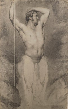 Disegno figurativo  accademia di nudo maschile veneto del XIX secolo