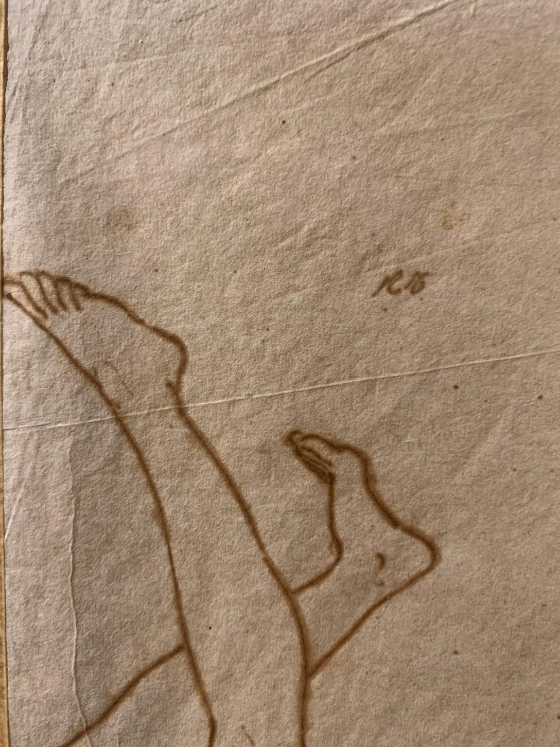 Disegno figurativo fronte retro neoclassico dall'antico del XIX secolo su carta For Sale 3