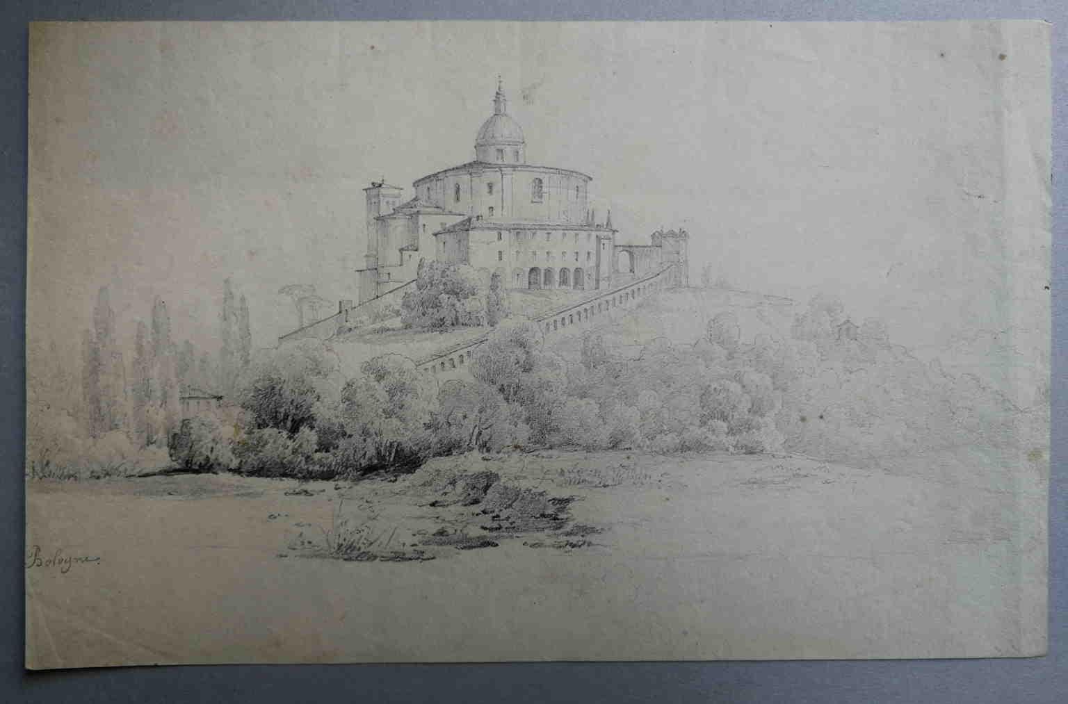 Disegno figurativo francese paesaggio italiano neoclassico del XIX secolo - Art di Unknown