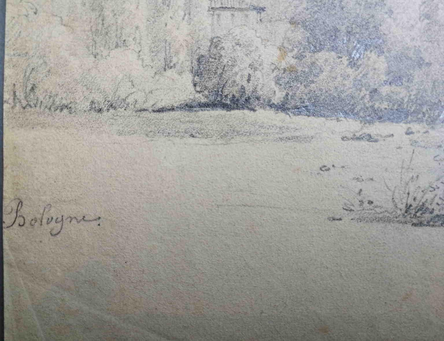 Disegno figurativo francese paesaggio italiano neoclassico del XIX secolo - Art Altro stile artistico di Unknown