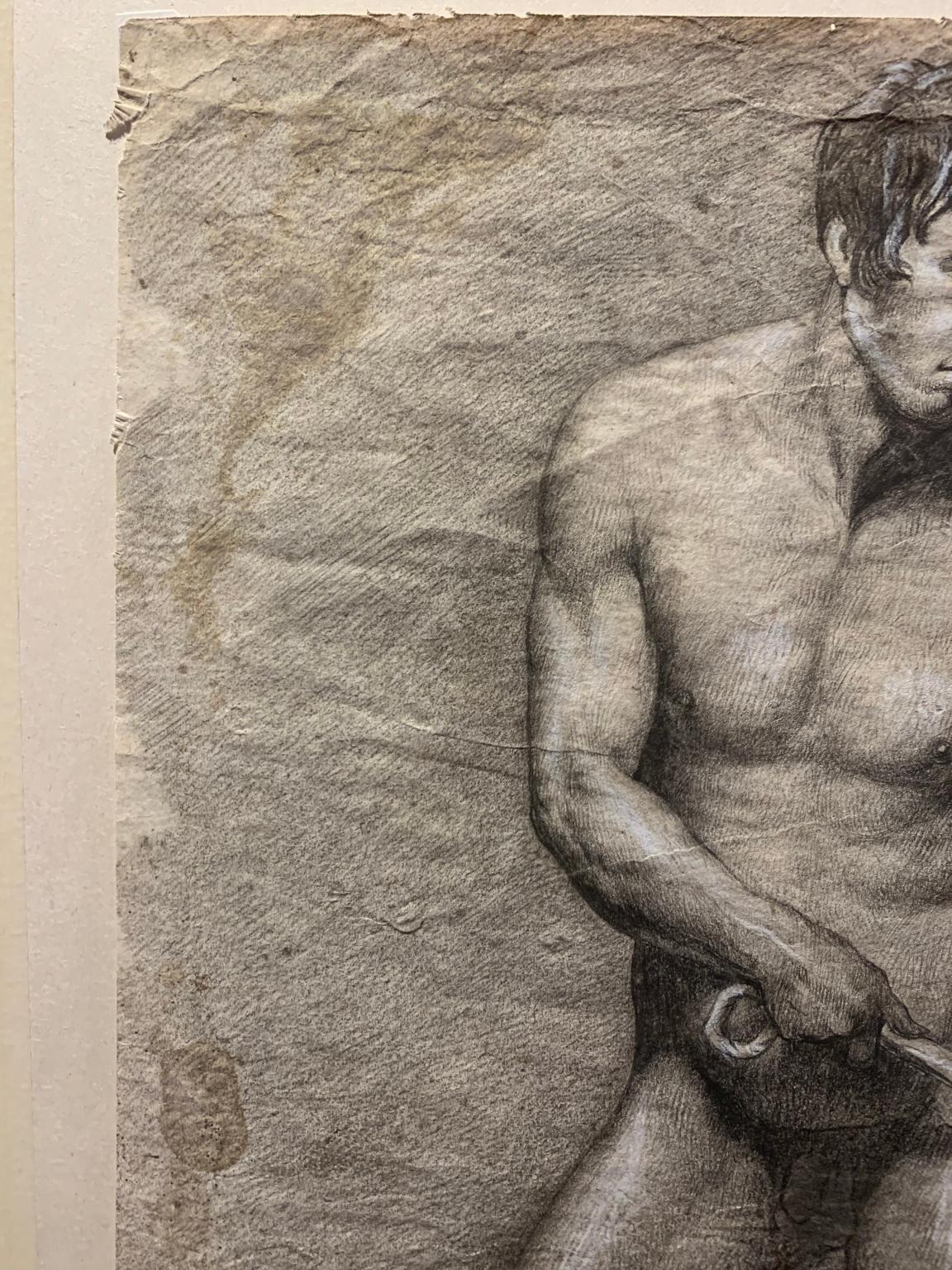 Disegno accademia nudo maschile del XIX secolo su carta (Braun), Portrait, von Unknown