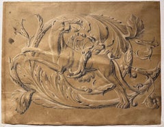 Italian neoclassical 19th century Italian figurative drawing antique frieze on paper