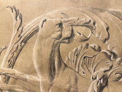 Disegno figurativo neoclassico italiano XIX secolo fregio all'antico su carta