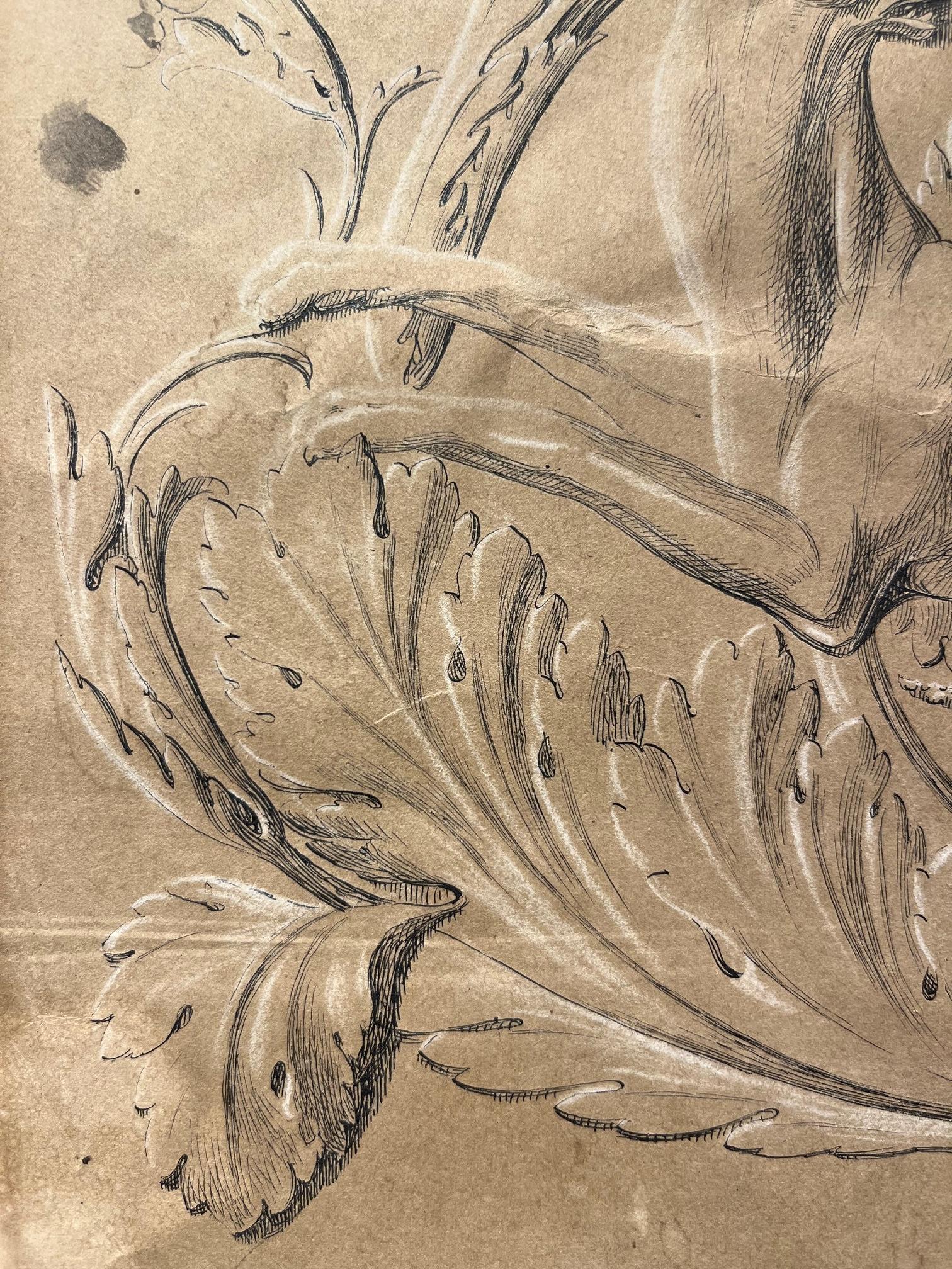 Italian neoclassical 19th century Italian figurative drawing antique frieze on paper - Other Art Style Art by Unknown