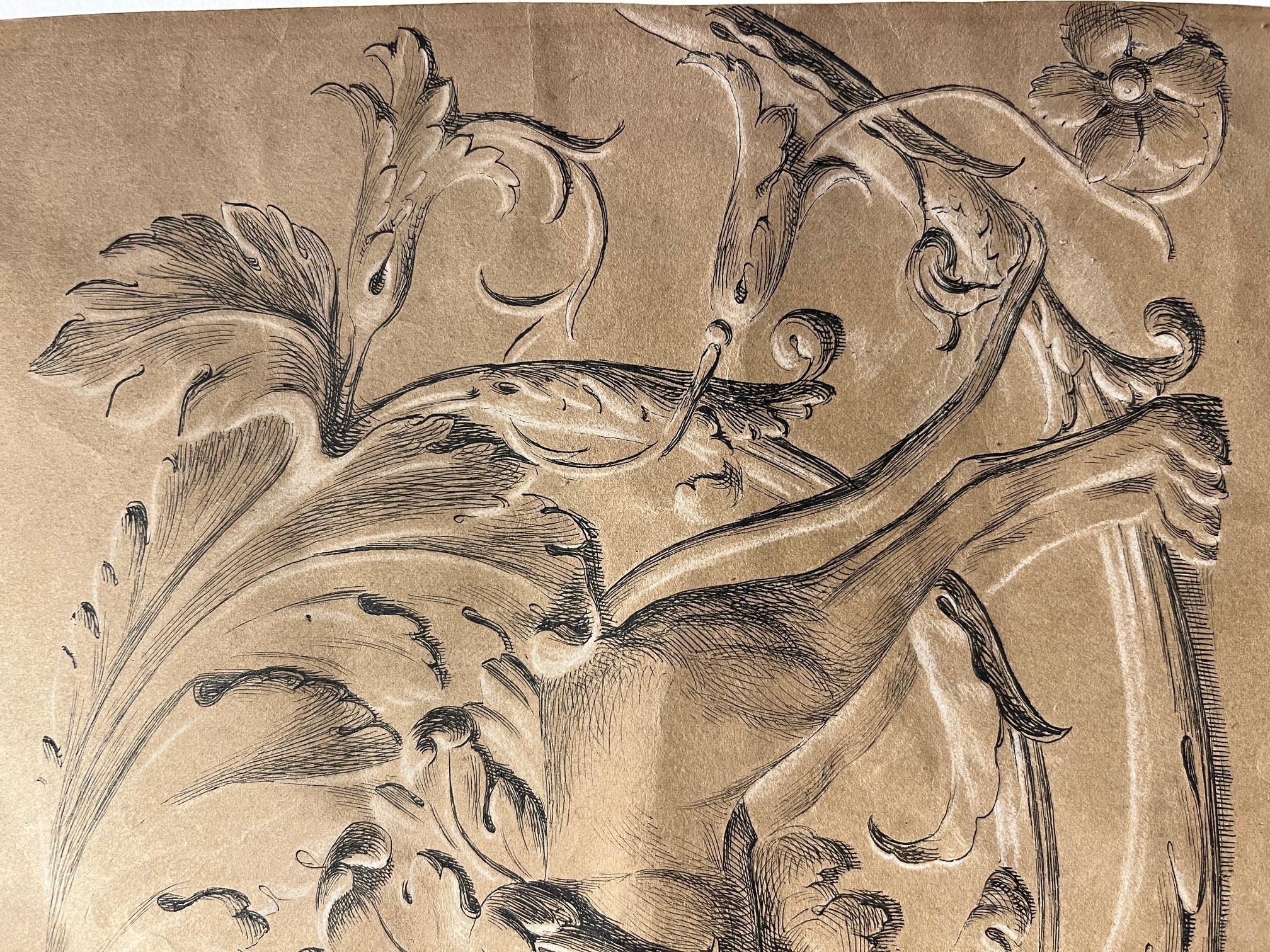 Italian neoclassical 19th century Italian figurative drawing antique frieze on paper For Sale 1