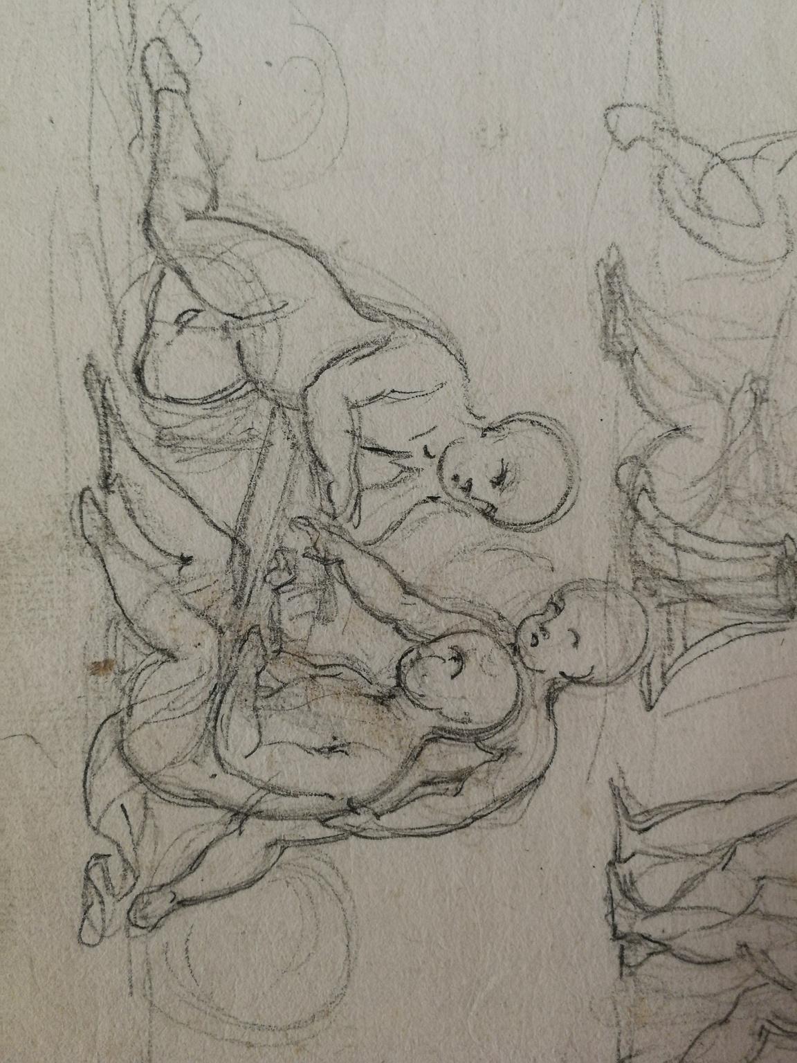 Tuscan allegorical figurative drawing pencil on paper, 19th century - Art by Unknown