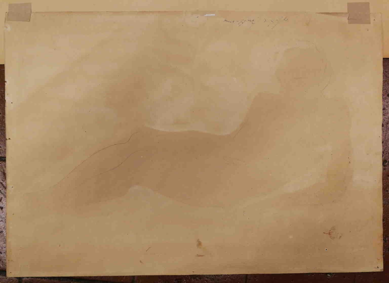 Figurative drawing study 20th century female nude portrait on paper For Sale 1