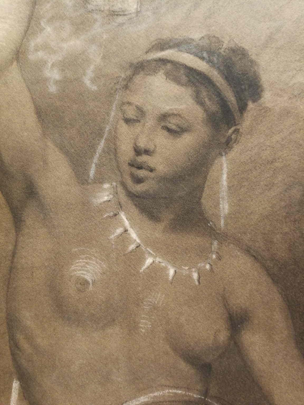 Deutsches orientalisches Aktporträt auf Papier aus dem 19 im Angebot 1