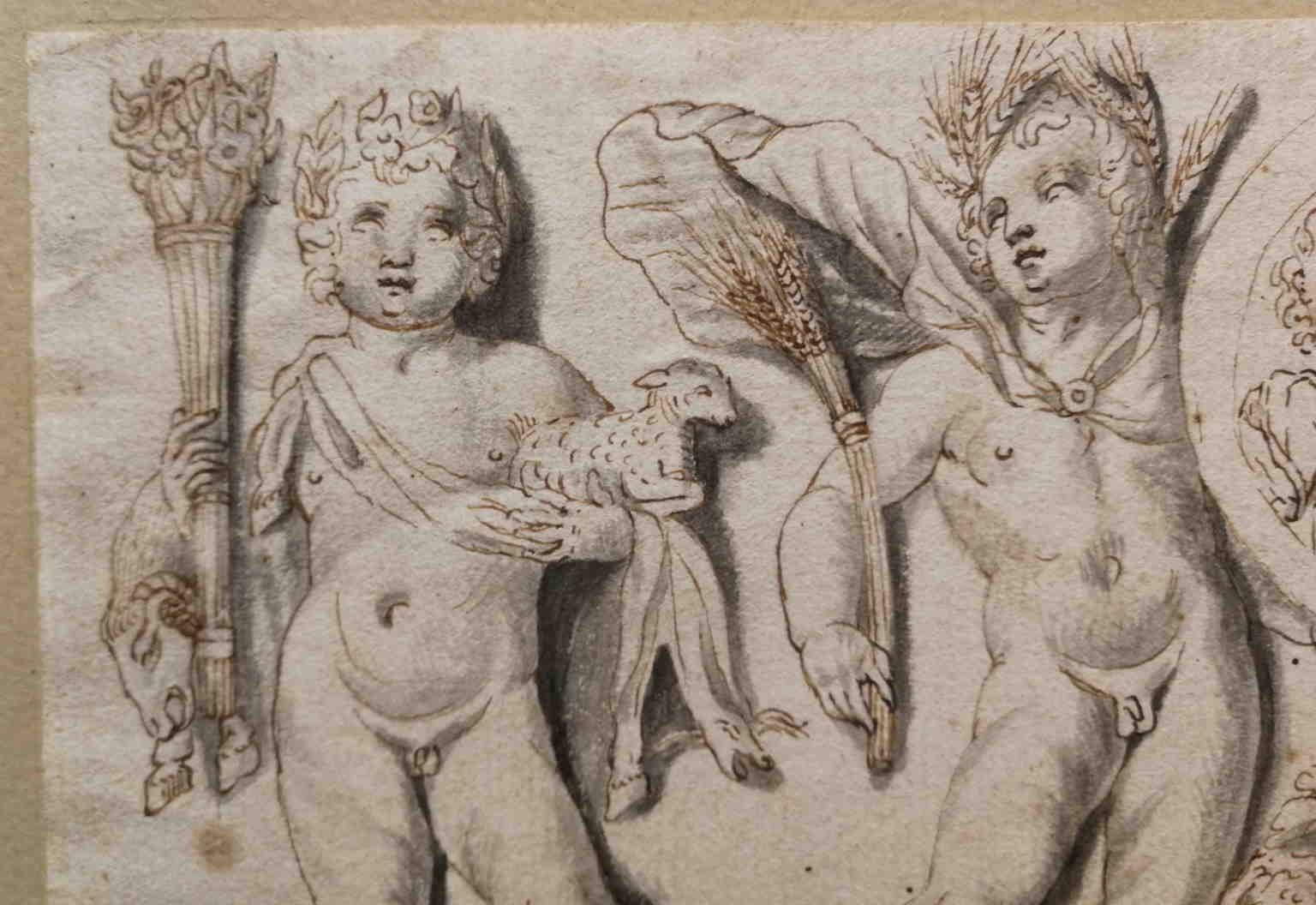 Old-fashioned figurative drawing nude ink on paper, 19th century For Sale 2