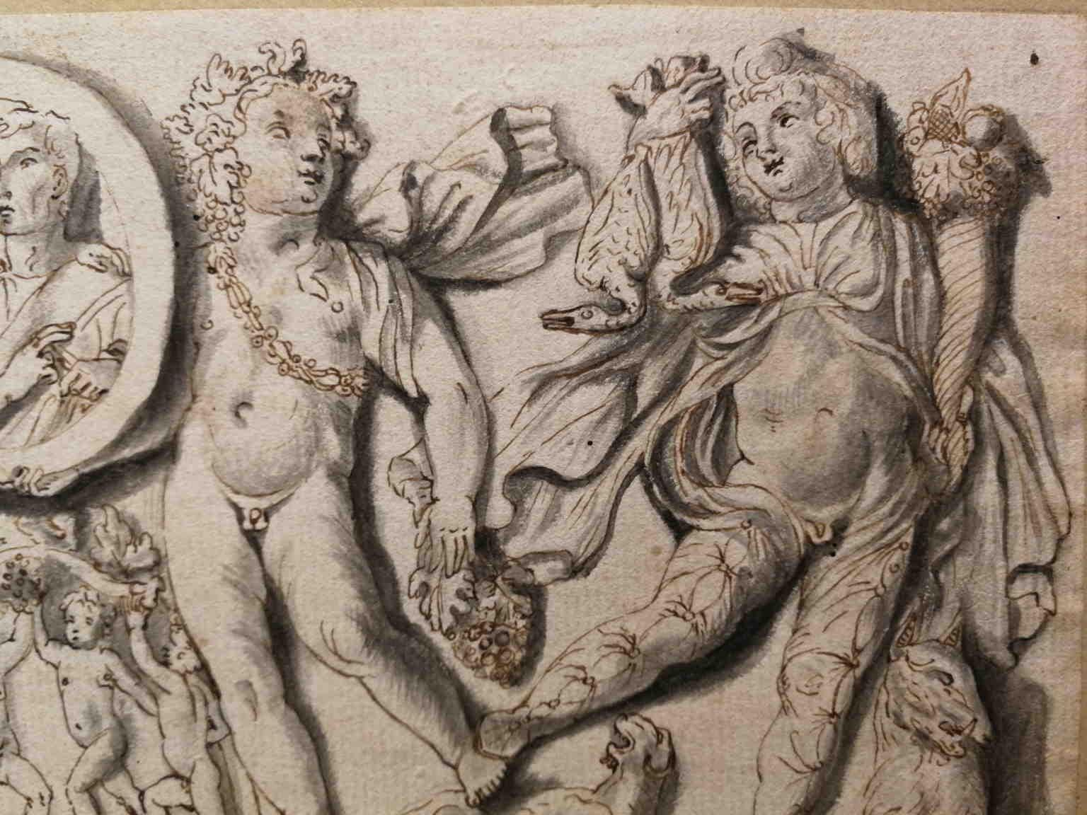 Old-fashioned figurative drawing nude ink on paper, 19th century - Academic Art by Unknown