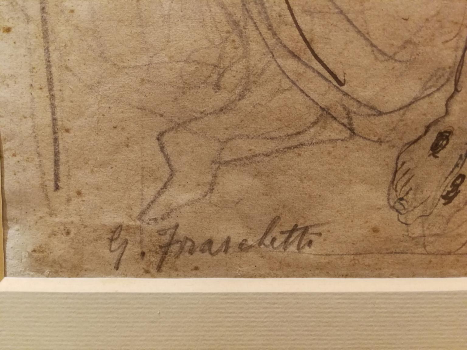 Florentine religious figurative drawing from the 20th century front back For Sale 3