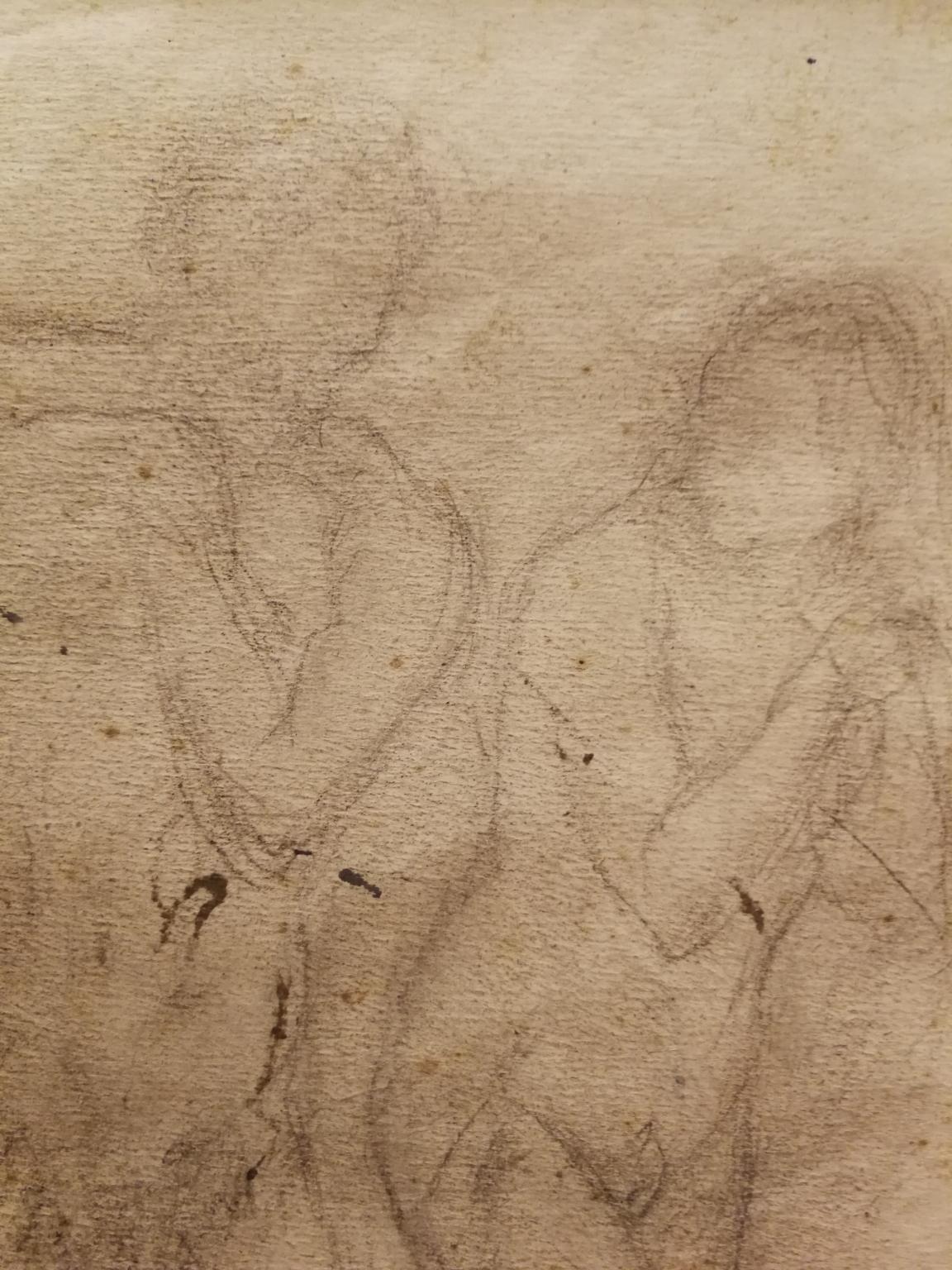 Florentine religious figurative drawing from the 20th century front back For Sale 2