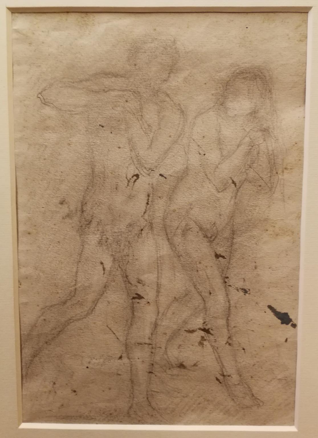 Florentine religious figurative drawing from the 20th century front back For Sale 1