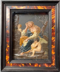 Baroque wax religious figurative bas-relief from the 18th century
