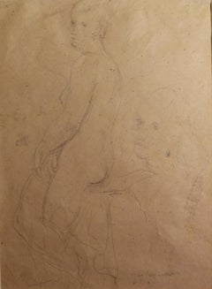 Ritratto femminile nudo fiorentino del XX secolo a matita