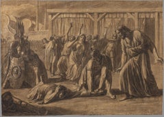 Neoclassical figurative drawing ancient Greek literature Iliad 19th century