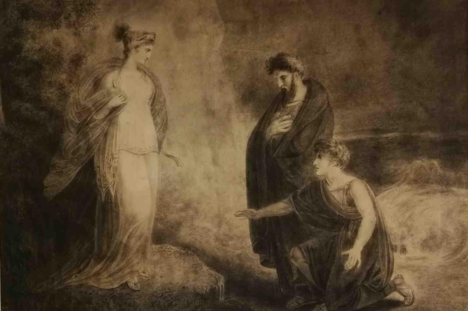 Disegno neoclassico mitologico inglese del XIX secolo - Art by Richard Westall
