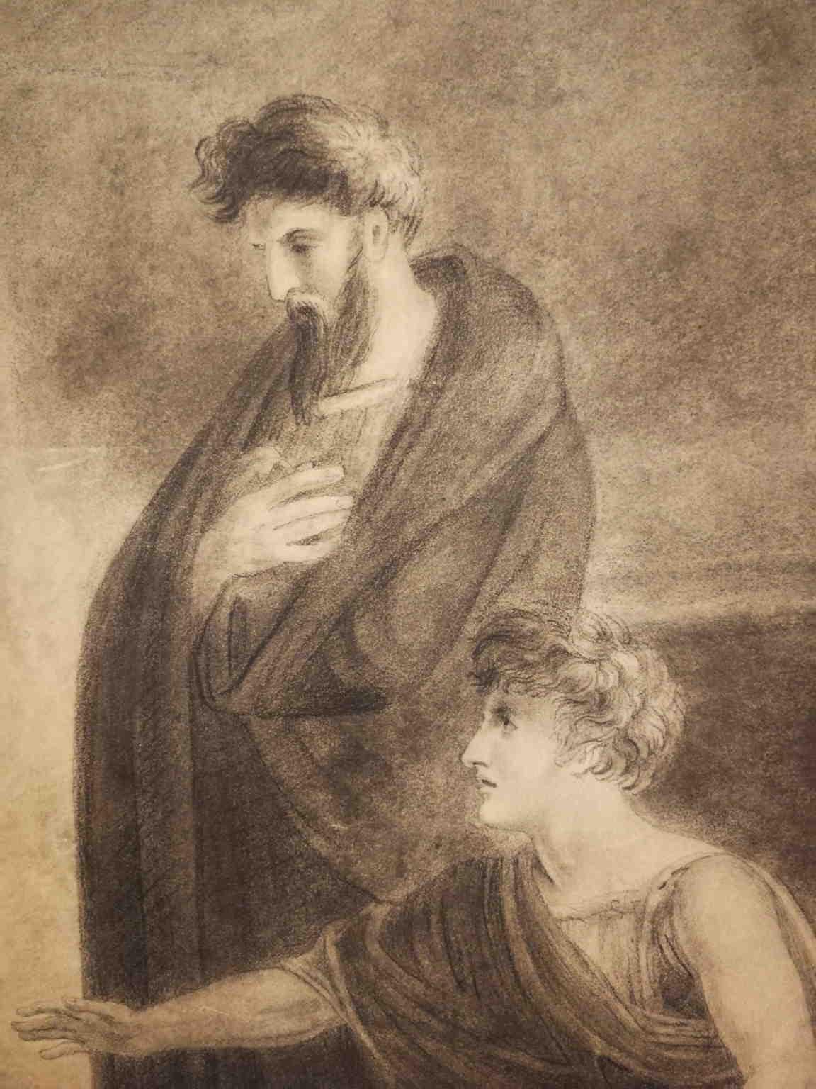 Disegno neoclassico mitologico inglese del XIX secolo - Brown Figurative Art by Richard Westall