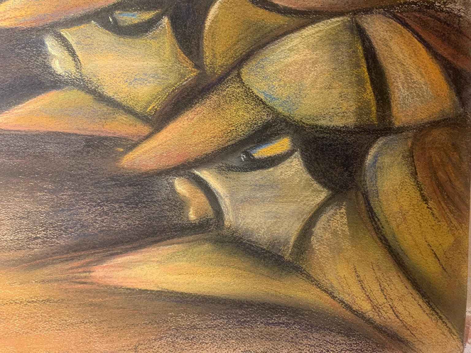 20e siècle Dessin figuratif abstrait futuriste romain - Brown Figurative Art par Maria Chiaromonte
