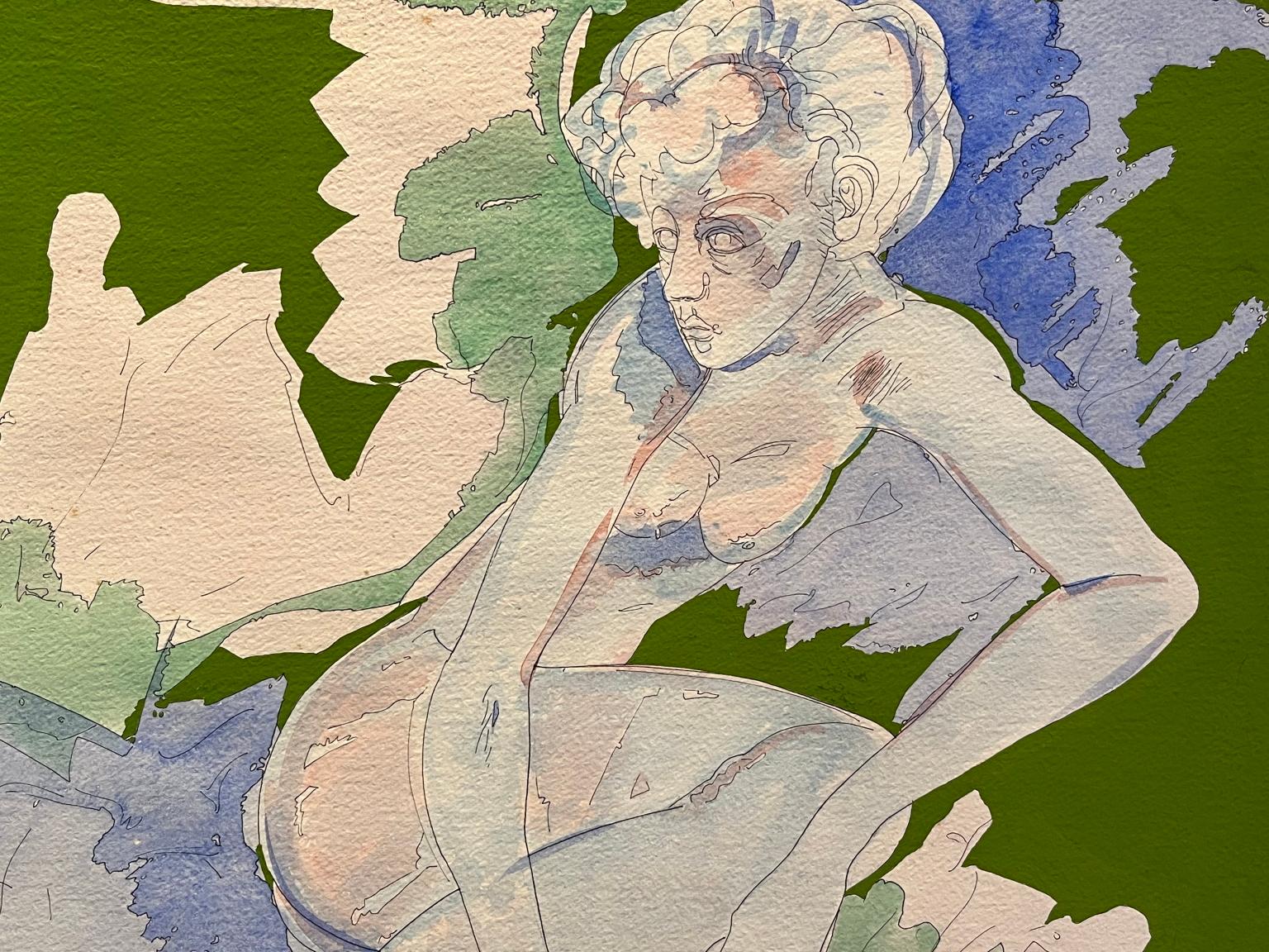 Disegno figurativo ritratto nudo femminile espressionista toscano del XX secolo - Art Espressionista di Ladislao Nocentini