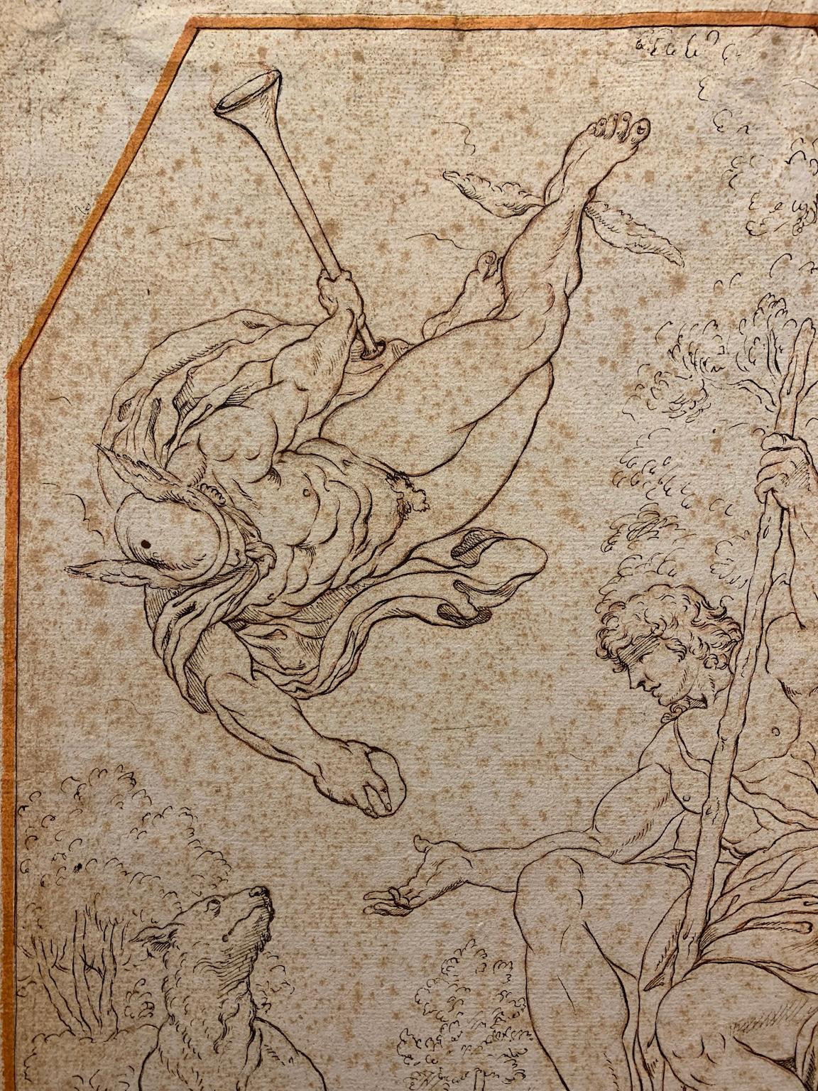 Dibujo mitológico pluma sobre papel inspirado en los frescos de Annibale Carracci en venta 4