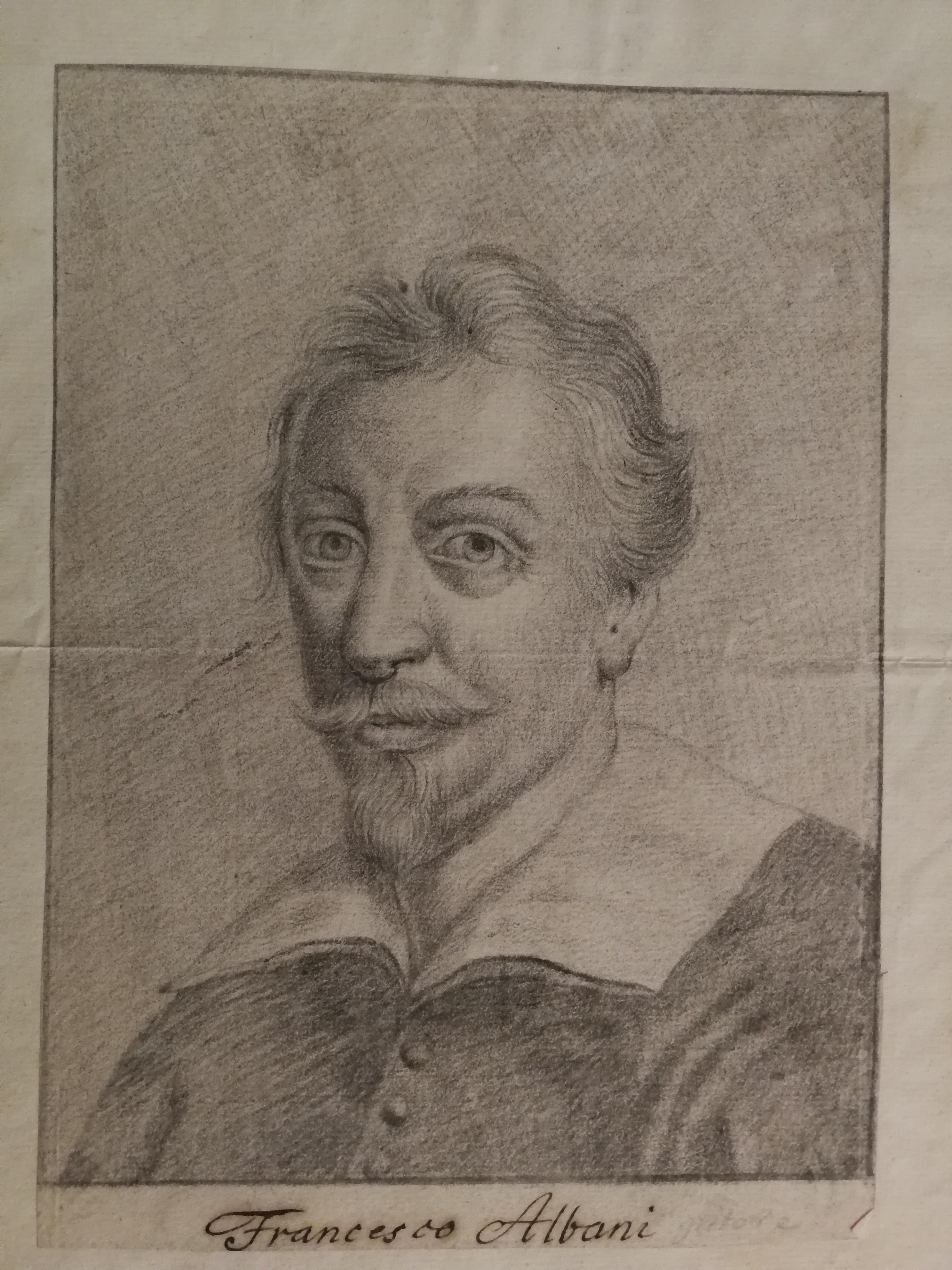 Disegno figurativo ritratto maschile pittore Francesco Albani del XIX secolo